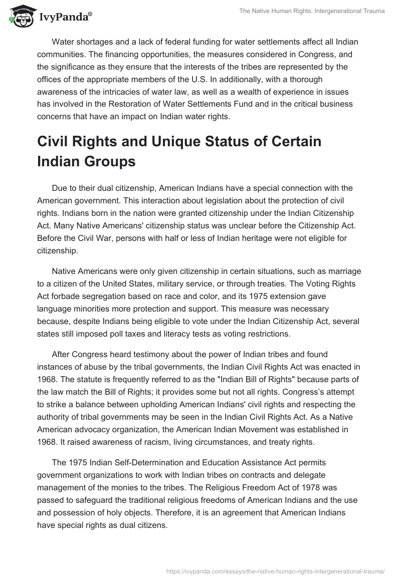 The Native Human Rights: Intergenerational Trauma. Page 3