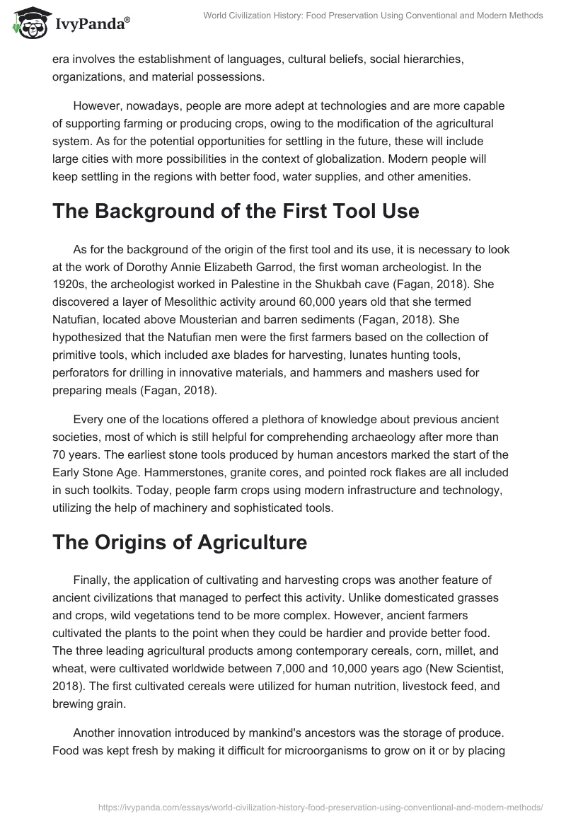 World Civilization History: Food Preservation Using Conventional and Modern Methods. Page 2