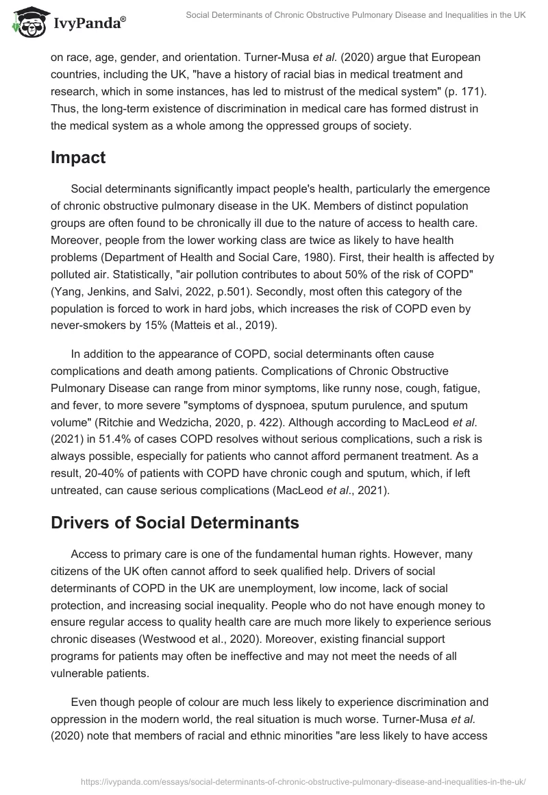 Social Determinants of Chronic Obstructive Pulmonary Disease and Inequalities in the UK. Page 3