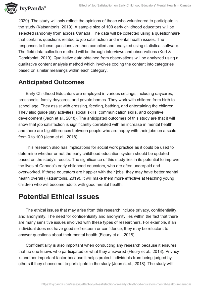 Effect of Job Satisfaction on Early Childhood Educators' Mental Health in Canada. Page 5