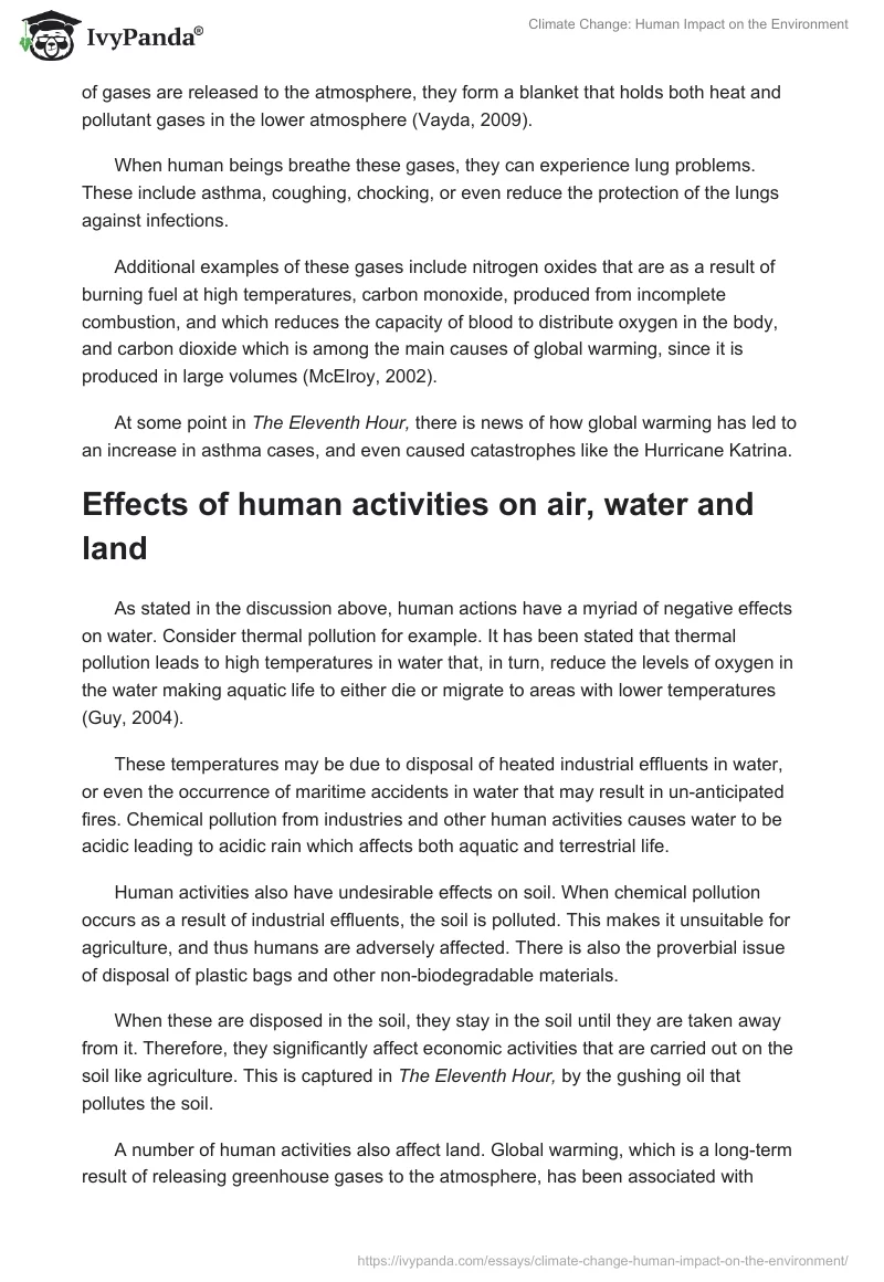 Climate Change: Human Impact on the Environment. Page 3