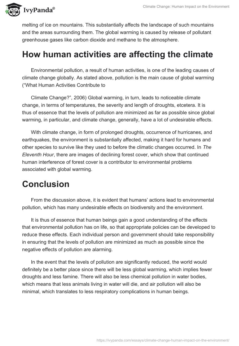 Climate Change: Human Impact on the Environment. Page 4