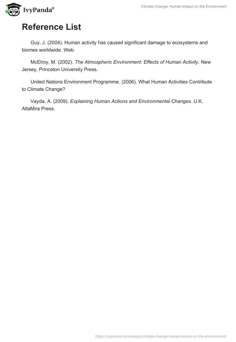 Climate Change: Human Impact on the Environment. Page 5
