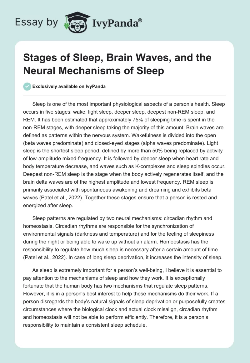 Stages of Sleep, Brain Waves, and the Neural Mechanisms of Sleep. Page 1