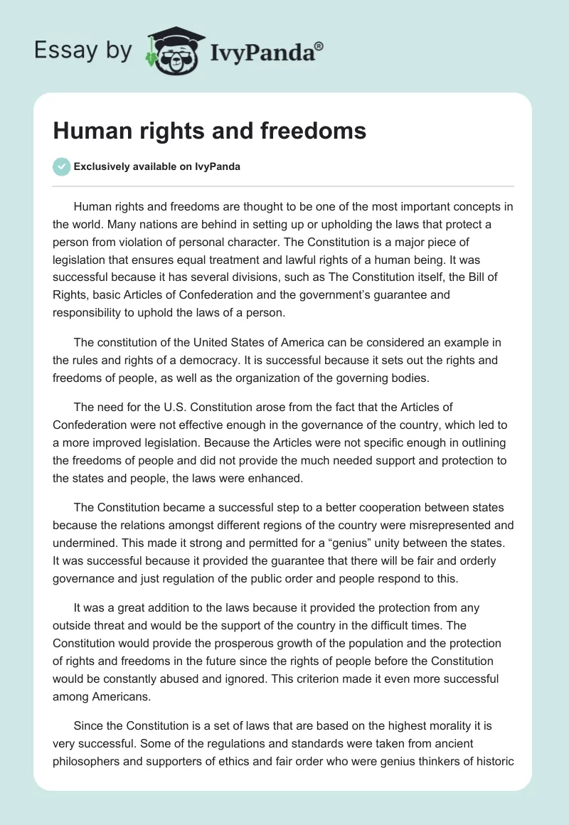 Human rights and freedoms. Page 1