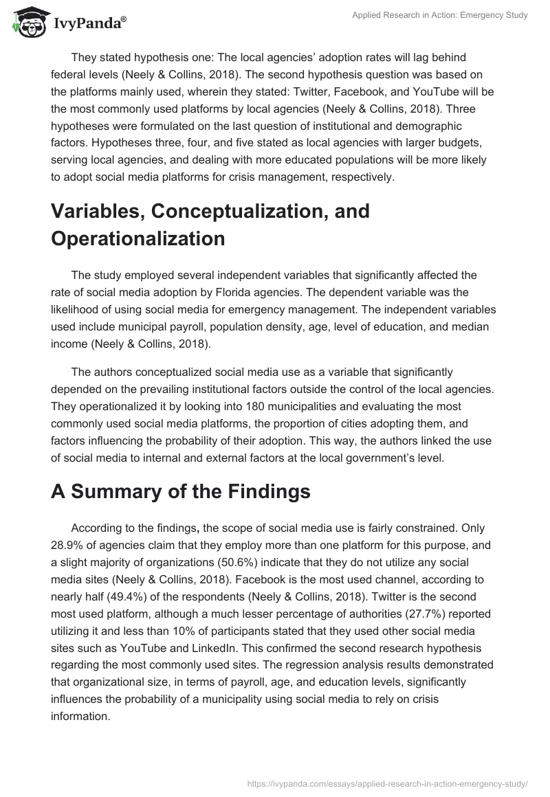 Applied Research in Action: Emergency Study. Page 2