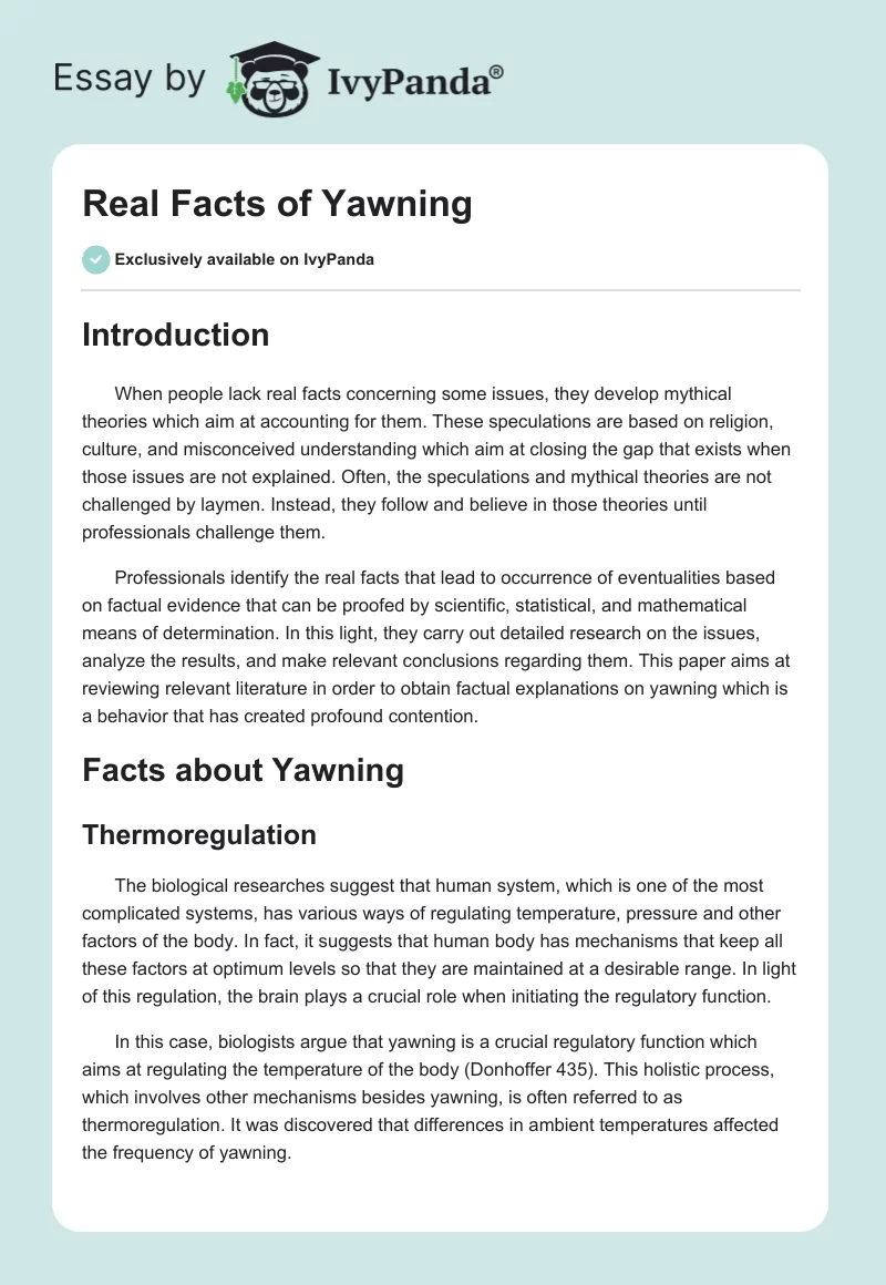 Real Facts of Yawning. Page 1
