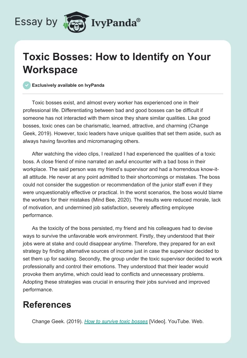 Toxic Bosses: How to Identify on Your Workspace. Page 1