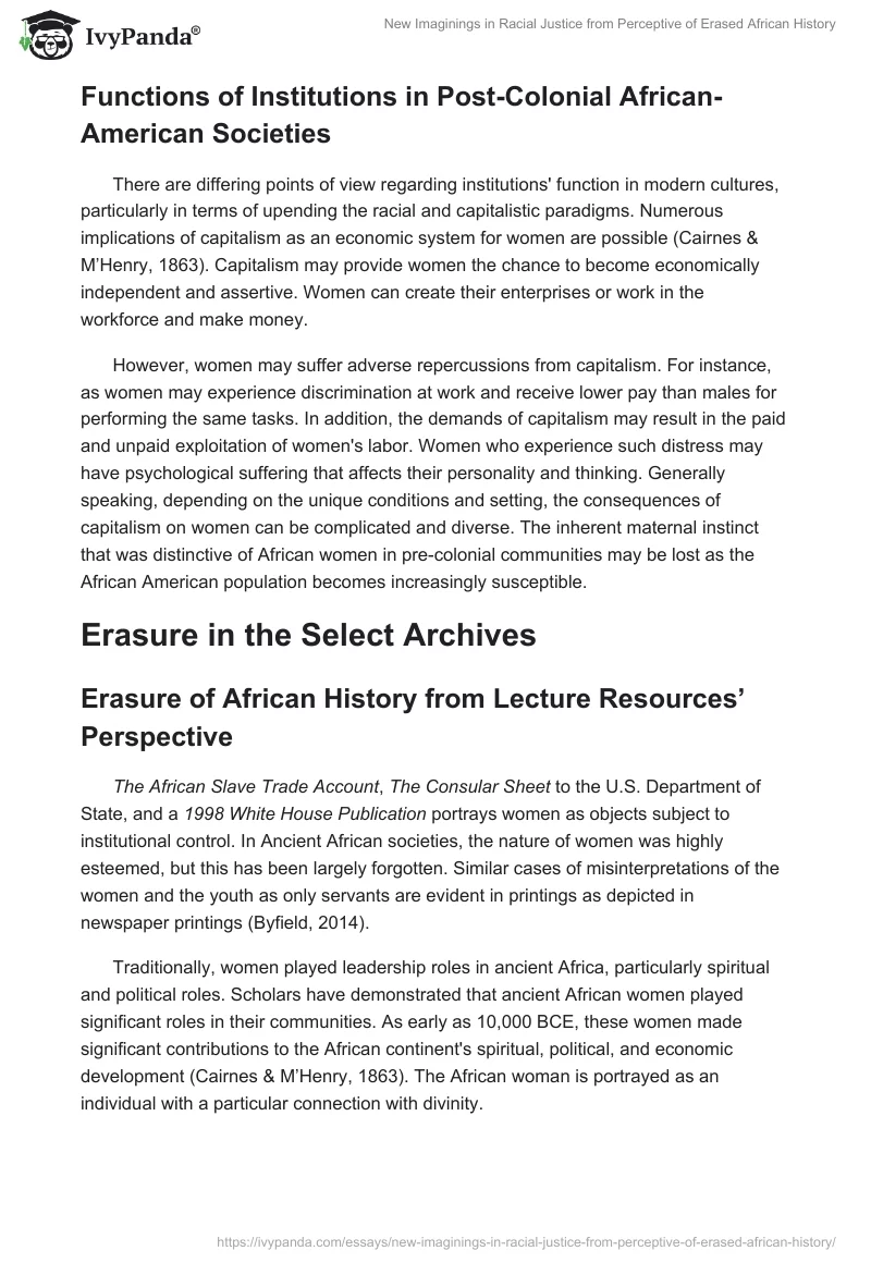New Imaginings in Racial Justice from Perceptive of Erased African History. Page 5