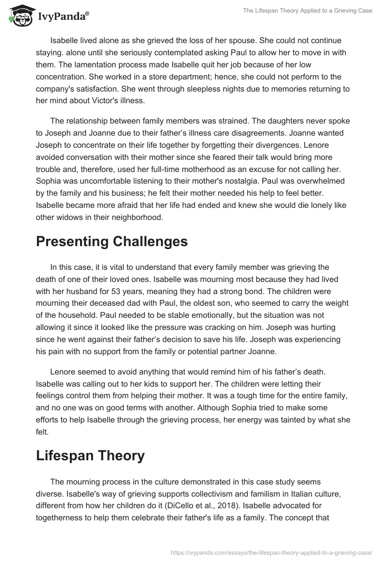 The Lifespan Theory Applied to a Grieving Case. Page 2
