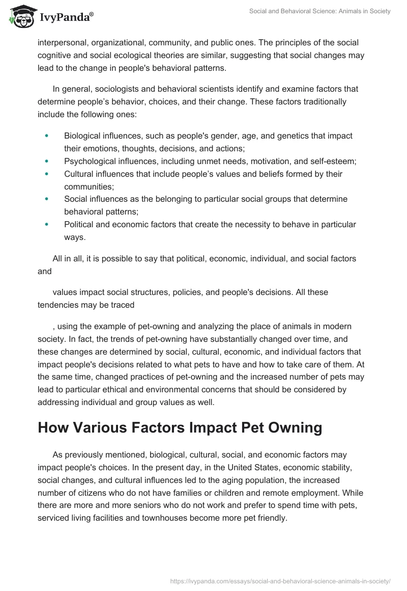 Social and Behavioral Science: Animals in Society. Page 2