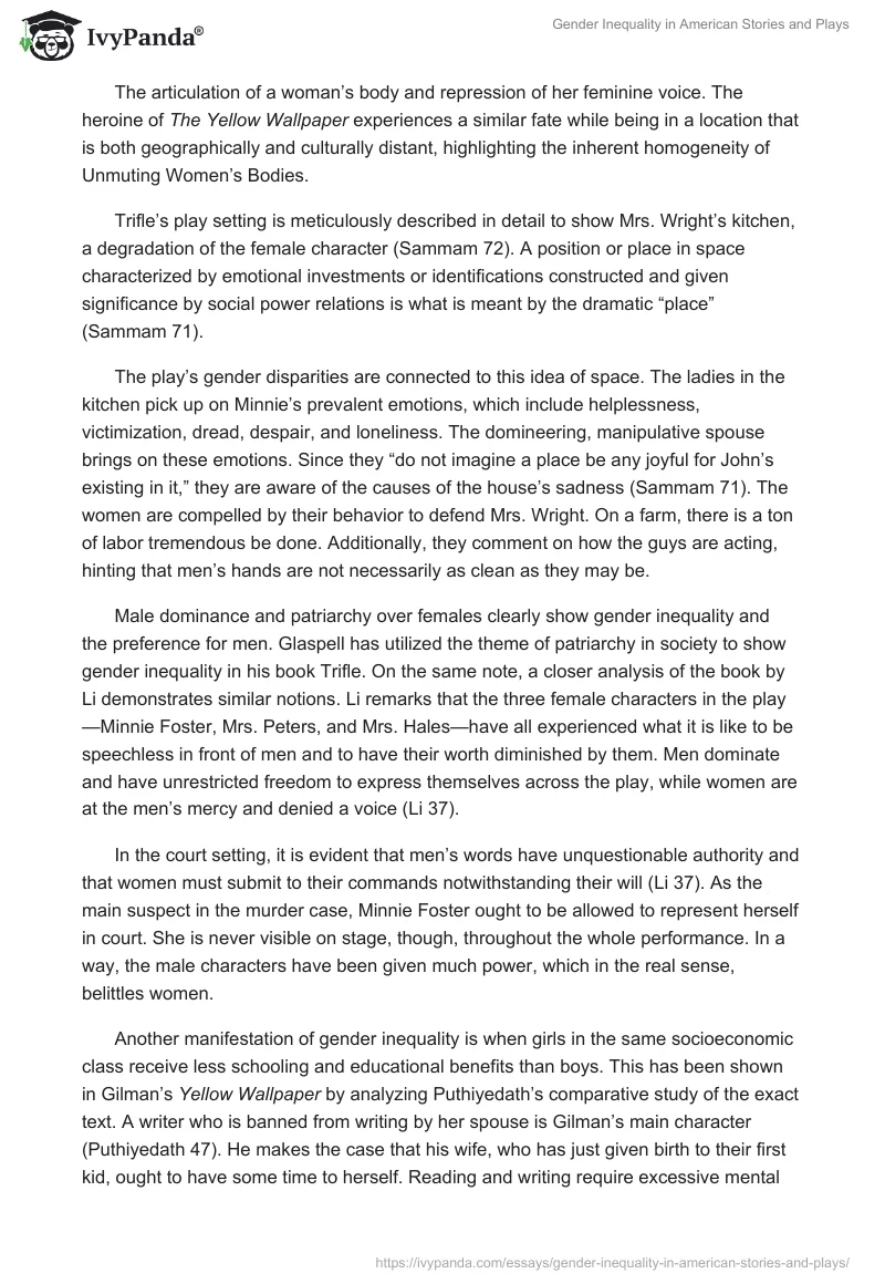 Gender Inequality in American Stories and Plays. Page 2