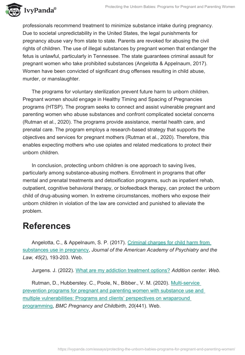 Protecting the Unborn Babies: Programs for Pregnant and Parenting Women. Page 2