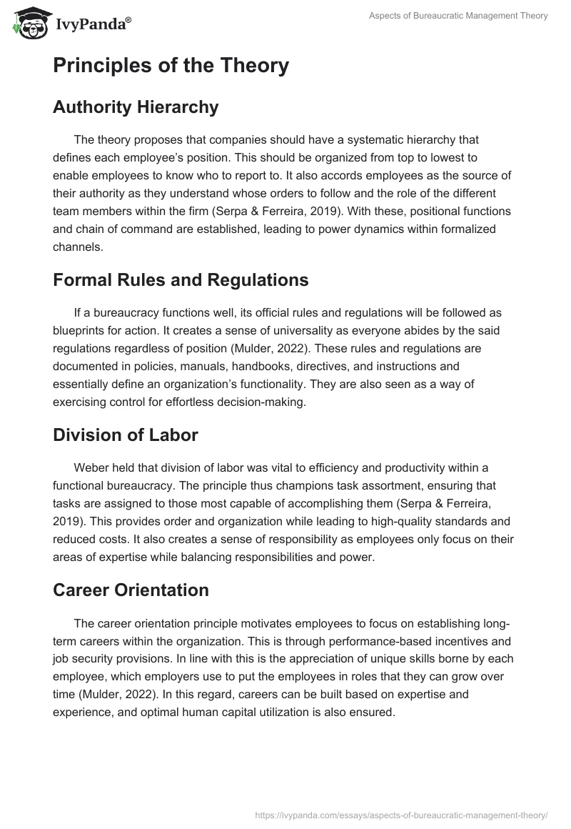 Aspects of Bureaucratic Management Theory. Page 2