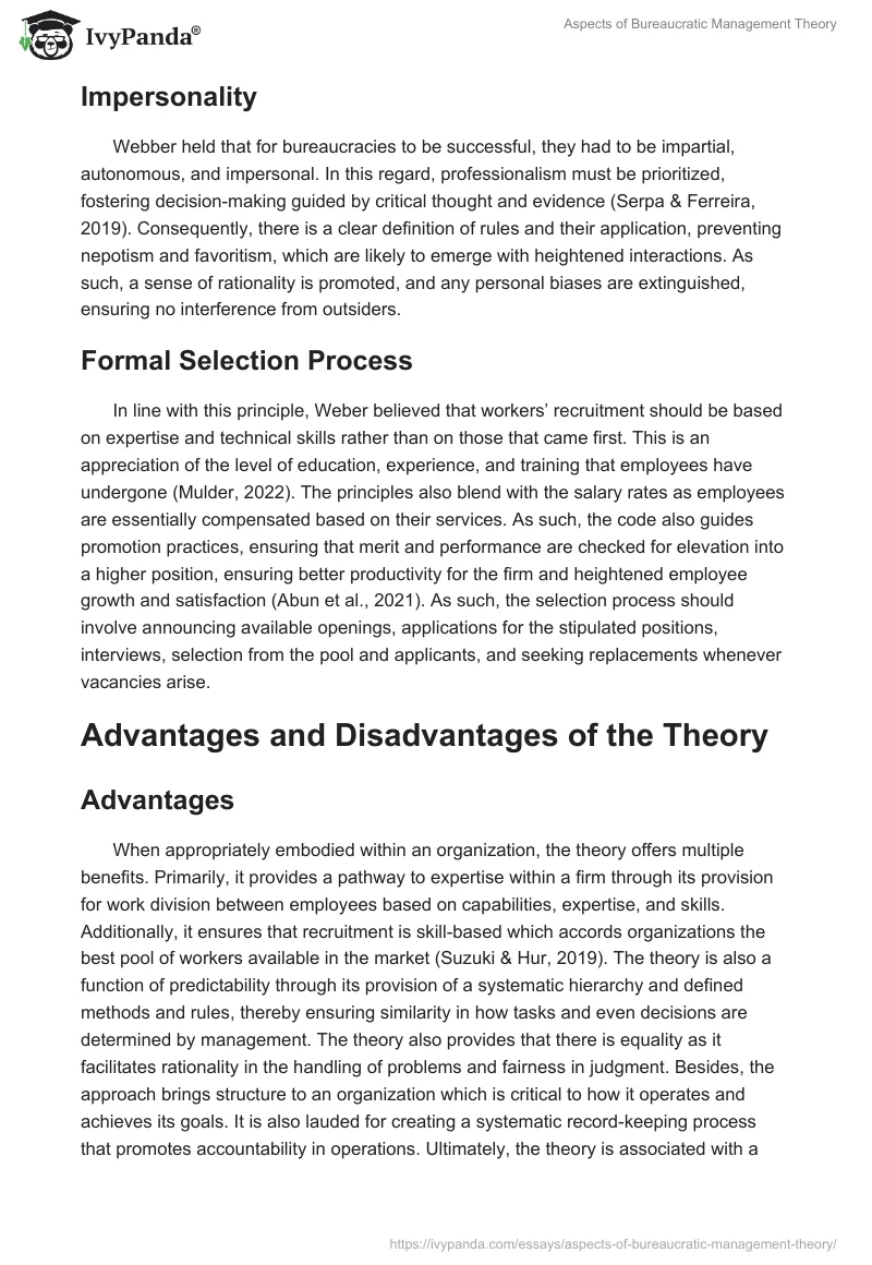 Aspects of Bureaucratic Management Theory. Page 3