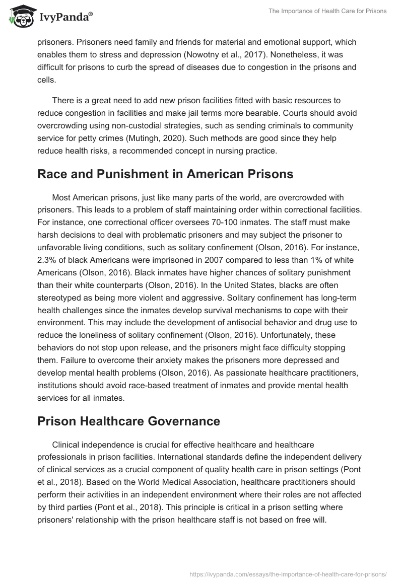 The Importance of Health Care for Prisons. Page 3