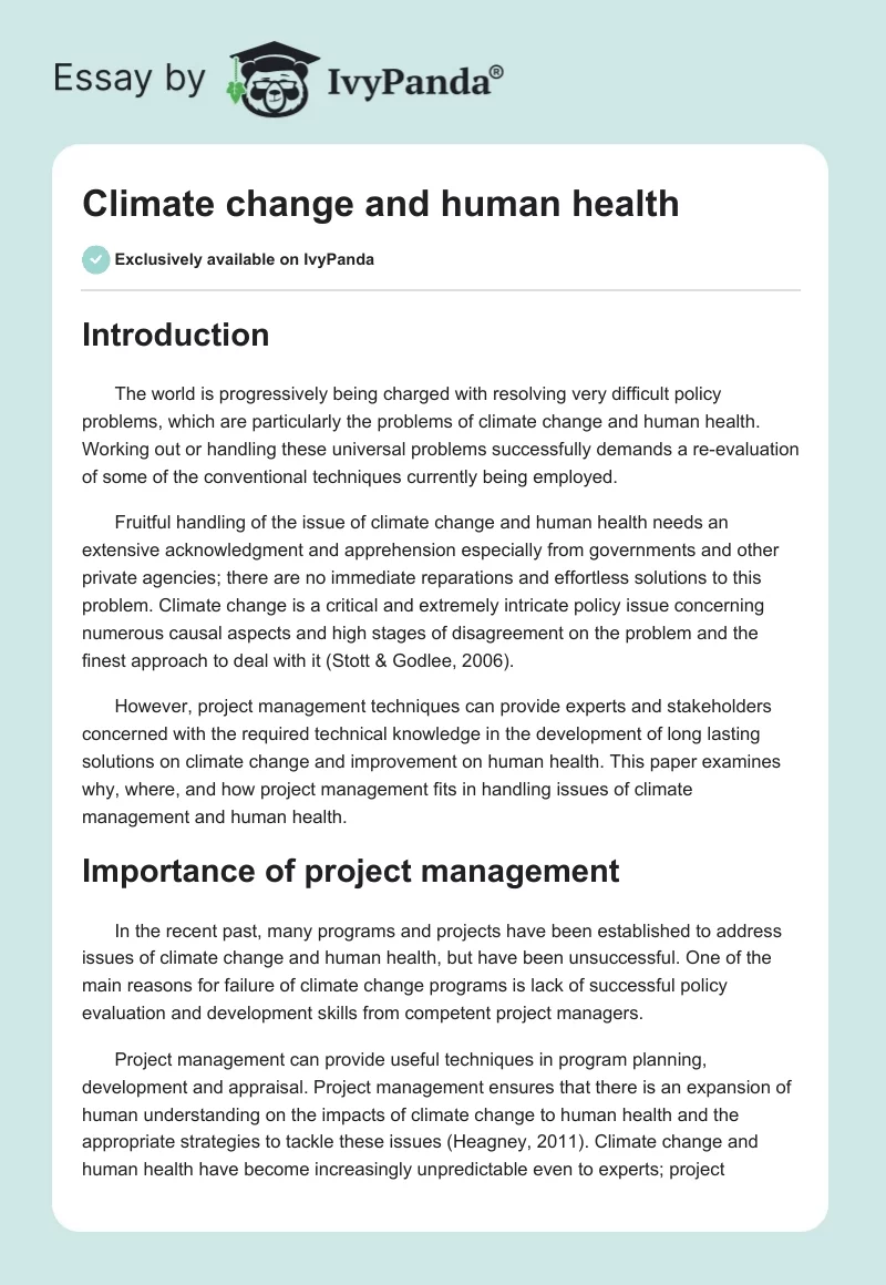 Climate Change and Human Health. Page 1