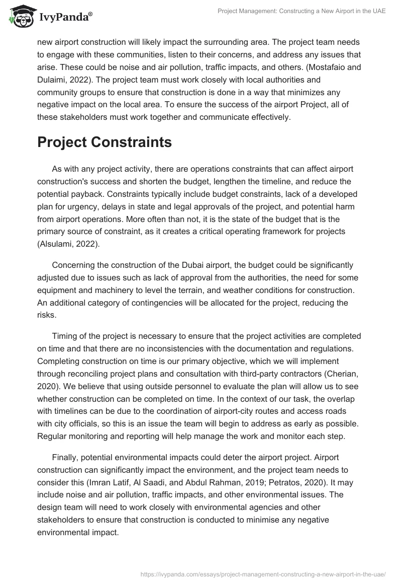 Project Management: Constructing a New Airport in the UAE. Page 4