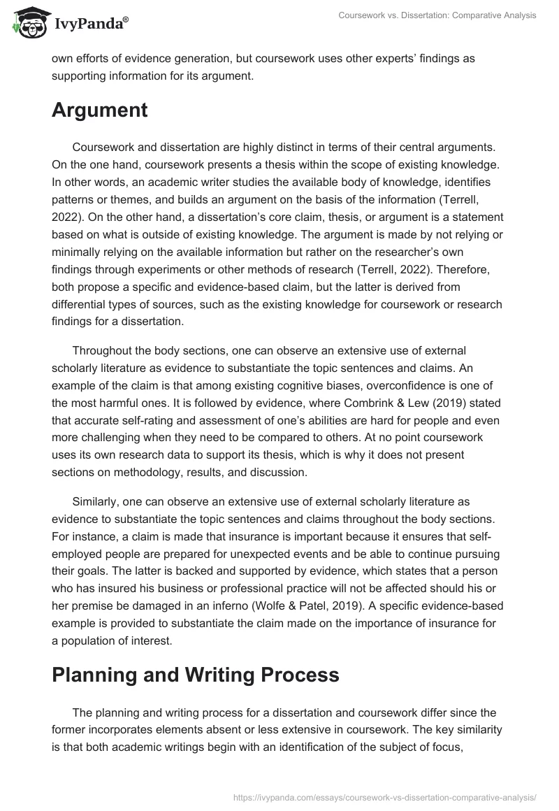 Coursework vs. Dissertation: Comparative Analysis. Page 3