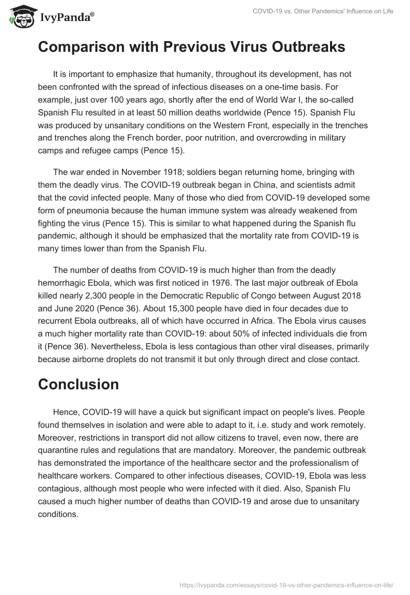 COVID-19 vs. Other Pandemics' Influence on Life. Page 3