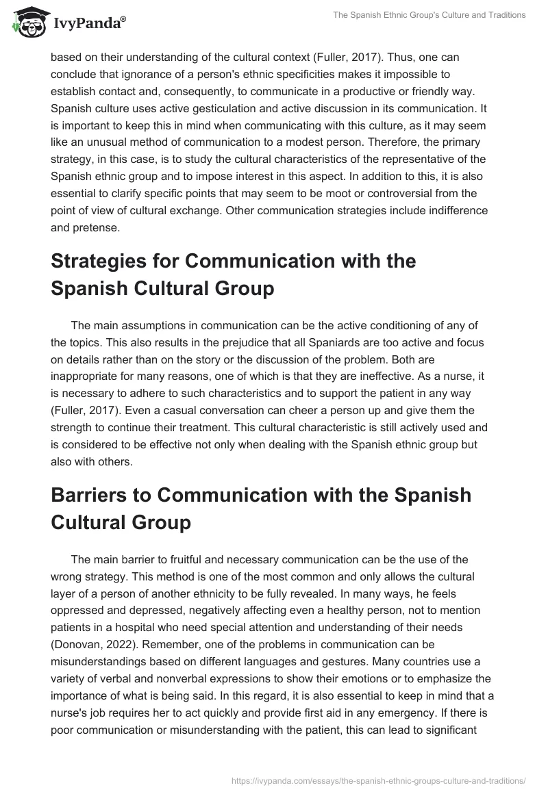 The Spanish Ethnic Group's Culture and Traditions. Page 2