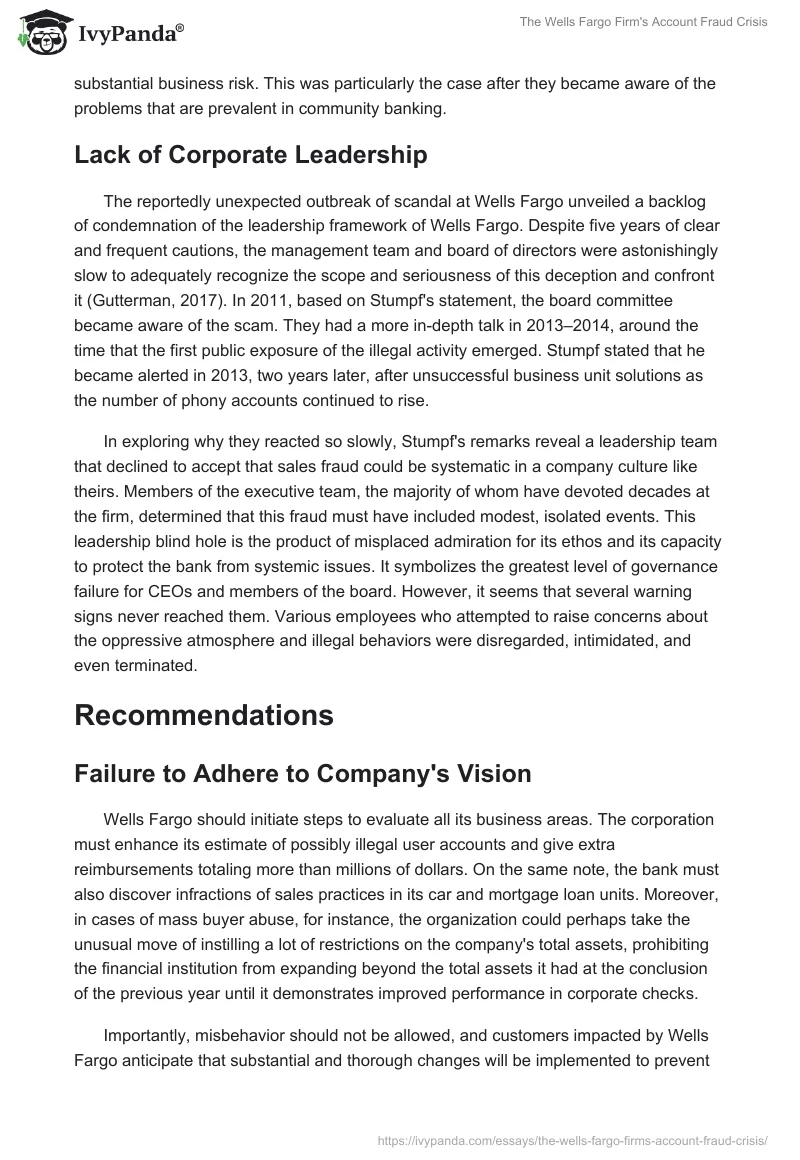The Wells Fargo Firm's Account Fraud Crisis. Page 3