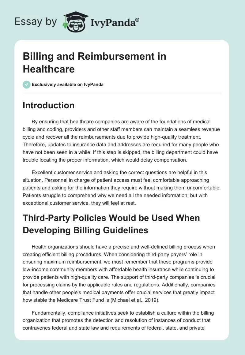 Billing and Reimbursement in Healthcare. Page 1