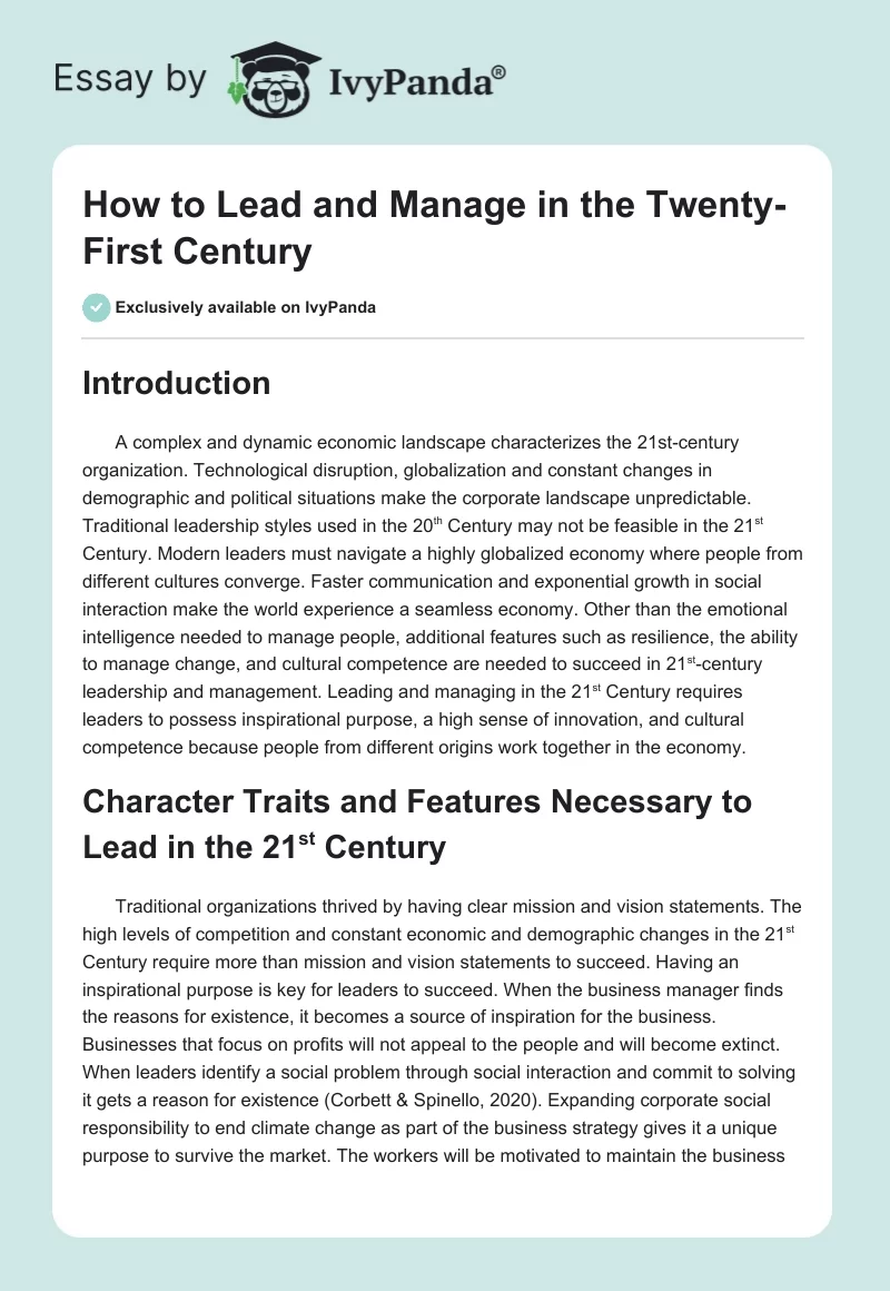 How to Lead and Manage in the Twenty-First Century. Page 1