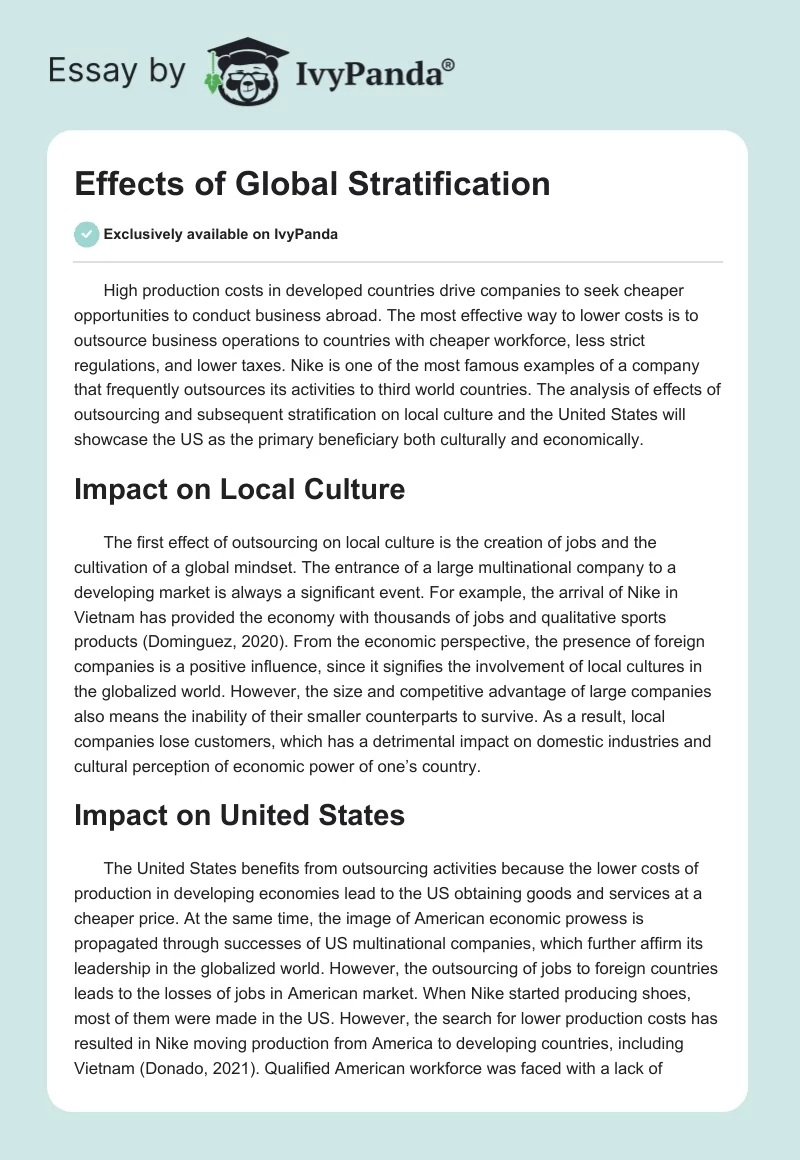 Effects of Global Stratification. Page 1