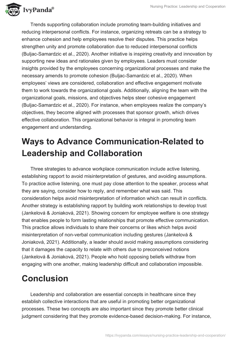 Nursing Practice: Leadership and Cooperation. Page 4