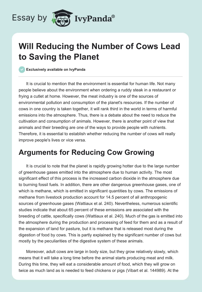 Will Reducing the Number of Cows Lead to Saving the Planet. Page 1