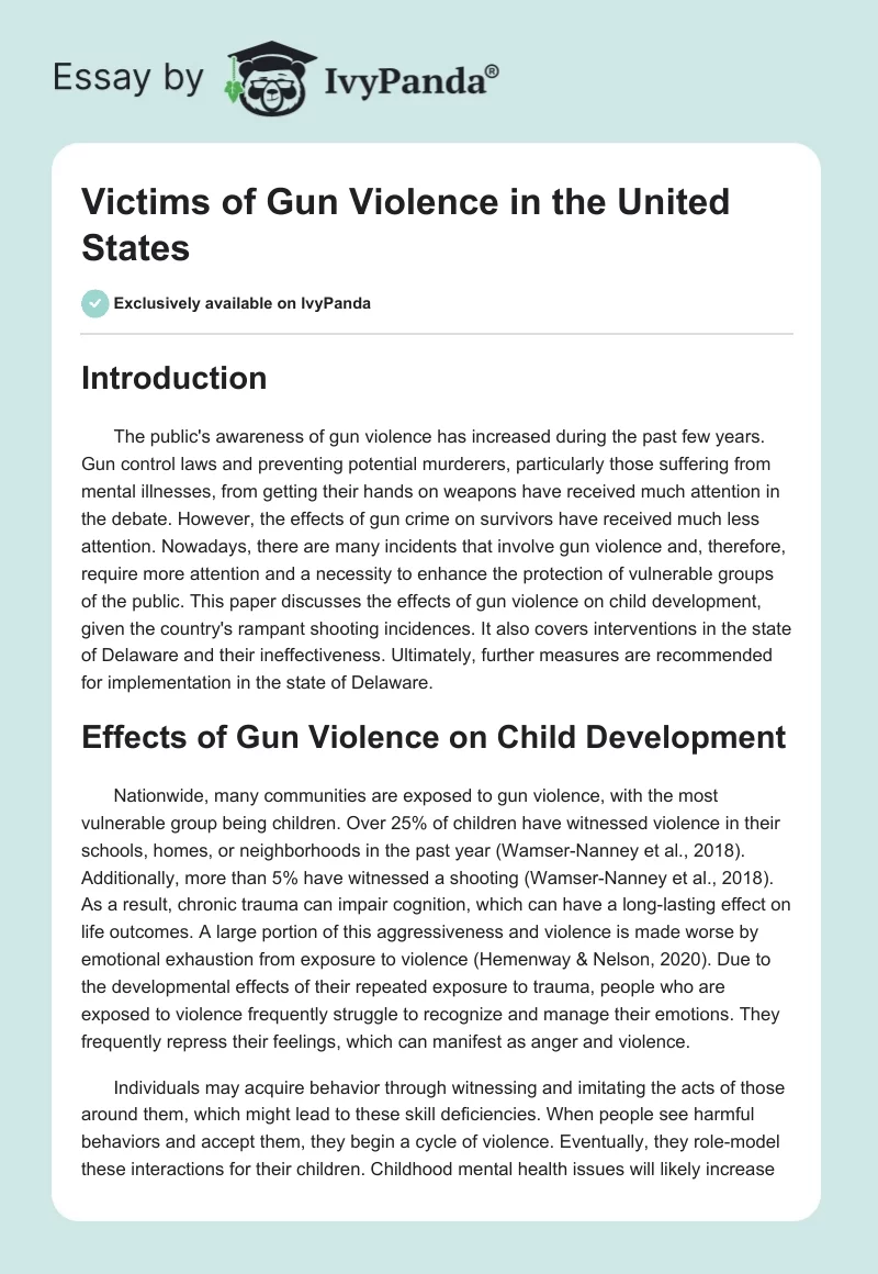 Victims of Gun Violence in the United States. Page 1