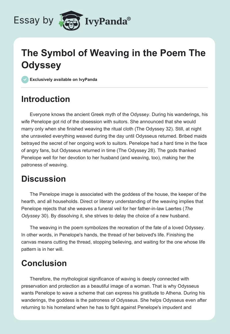 The Symbol of Weaving in the Poem "The Odyssey". Page 1