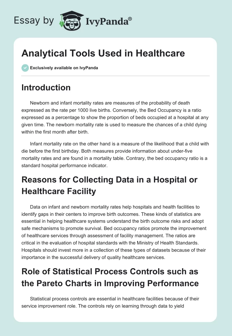 Analytical Tools Used in Healthcare. Page 1