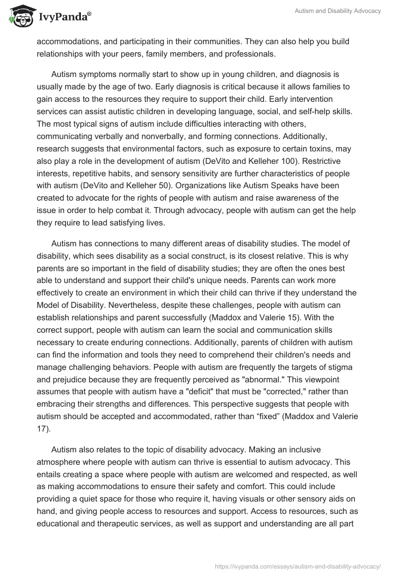Autism and Disability Advocacy. Page 2