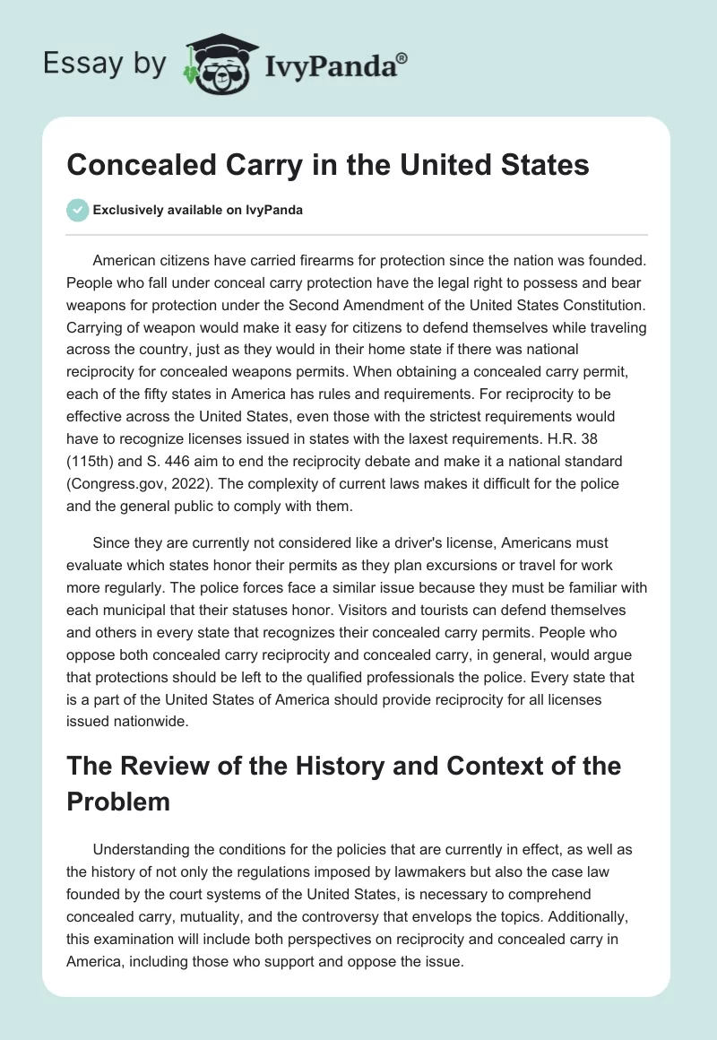 Concealed Carry in the United States. Page 1