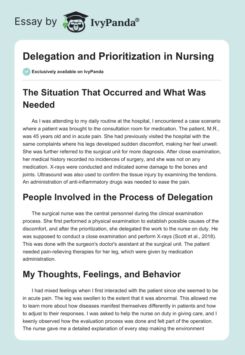Delegation and Prioritization in Nursing. Page 1