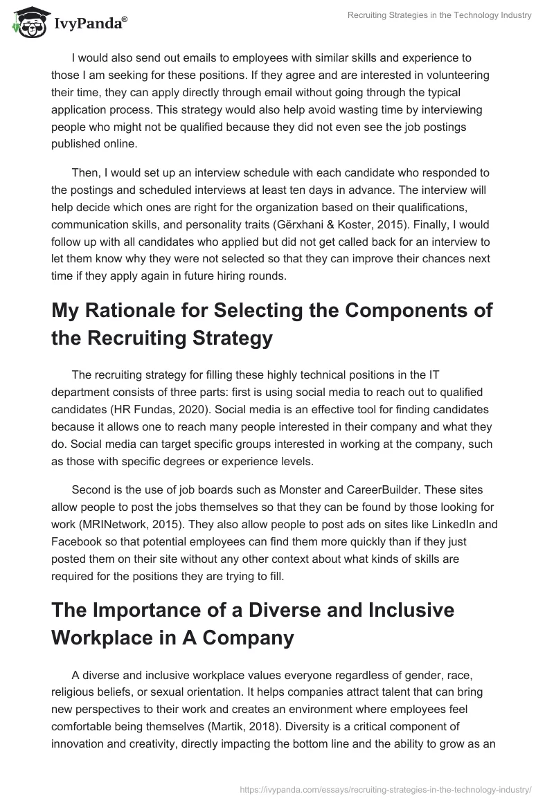Recruiting Strategies in the Technology Industry. Page 2