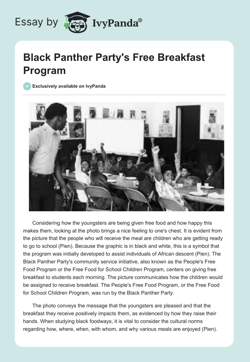 Black Panther Party's Free Breakfast Program. Page 1