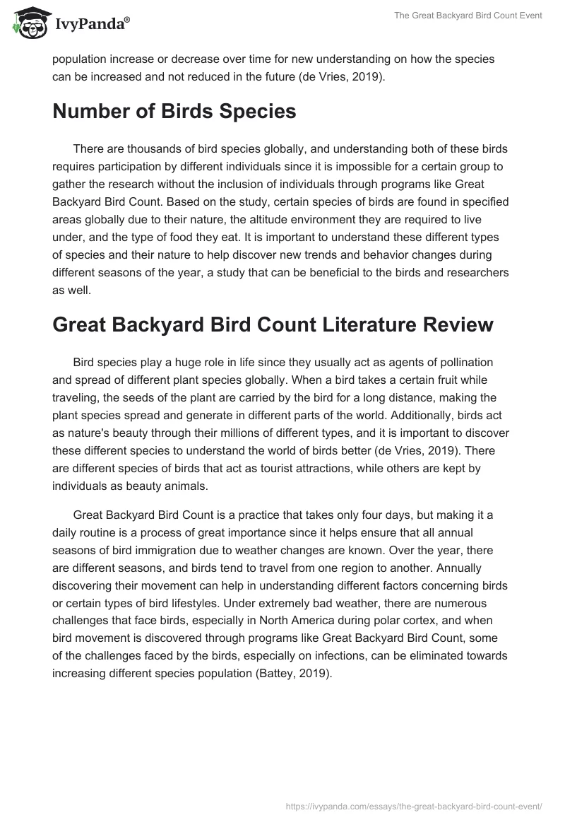 The Great Backyard Bird Count Event. Page 2