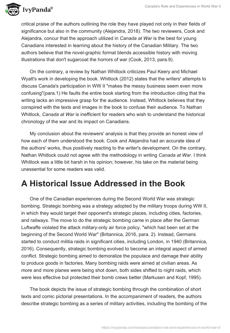 Canada's Role and Experiences in World War II. Page 2