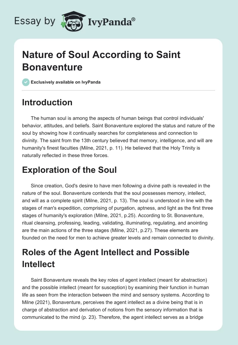 Nature of Soul According to Saint Bonaventure. Page 1