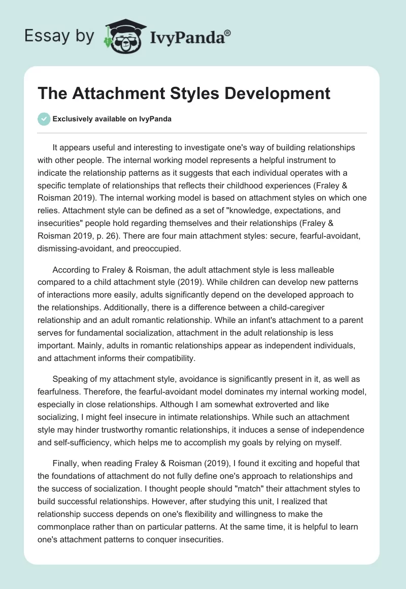 The Attachment Styles Development. Page 1