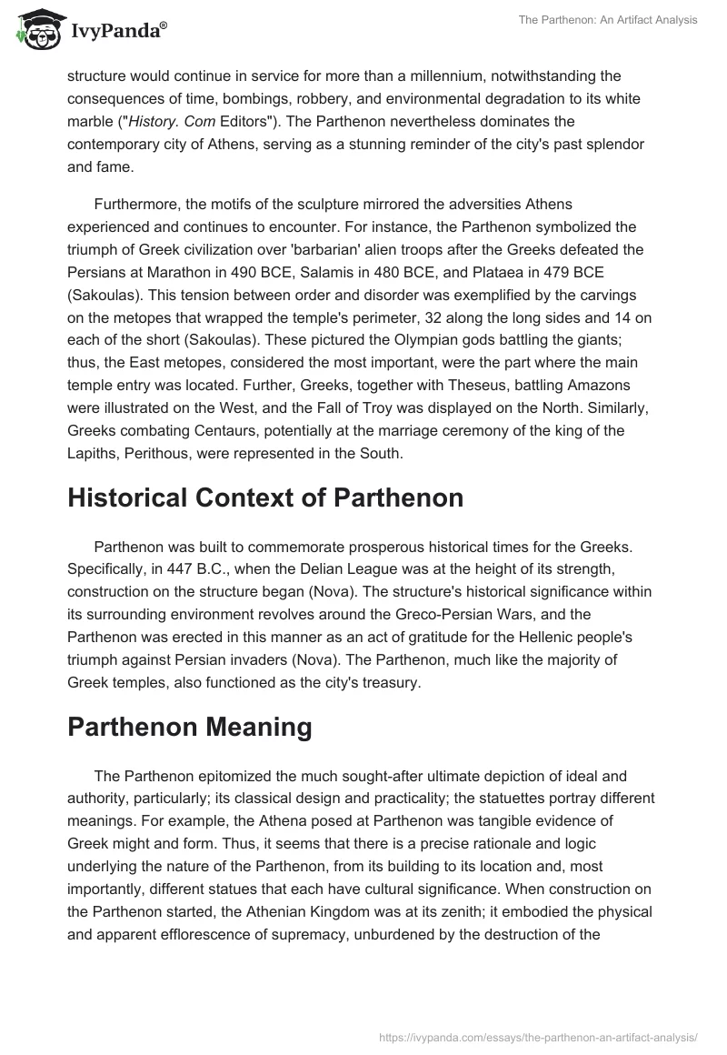 The Parthenon: An Artifact Analysis. Page 2