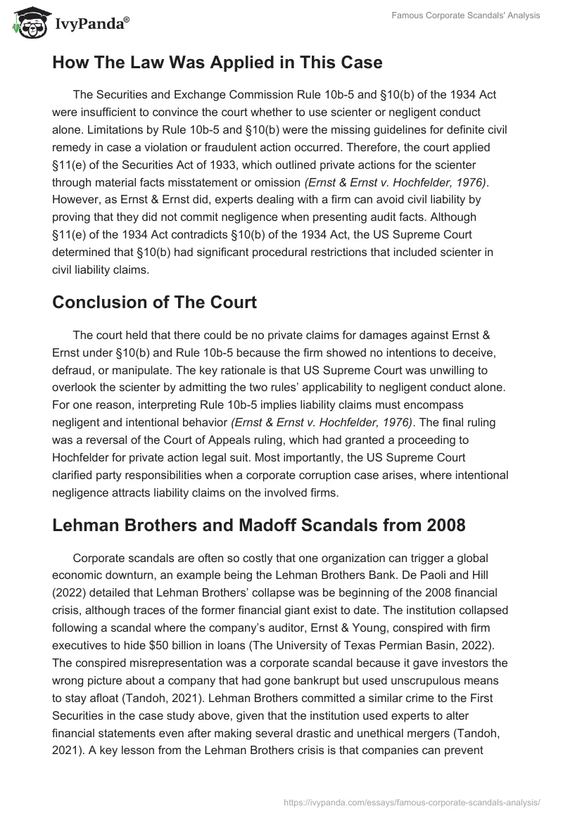 Famous Corporate Scandals' Analysis. Page 2