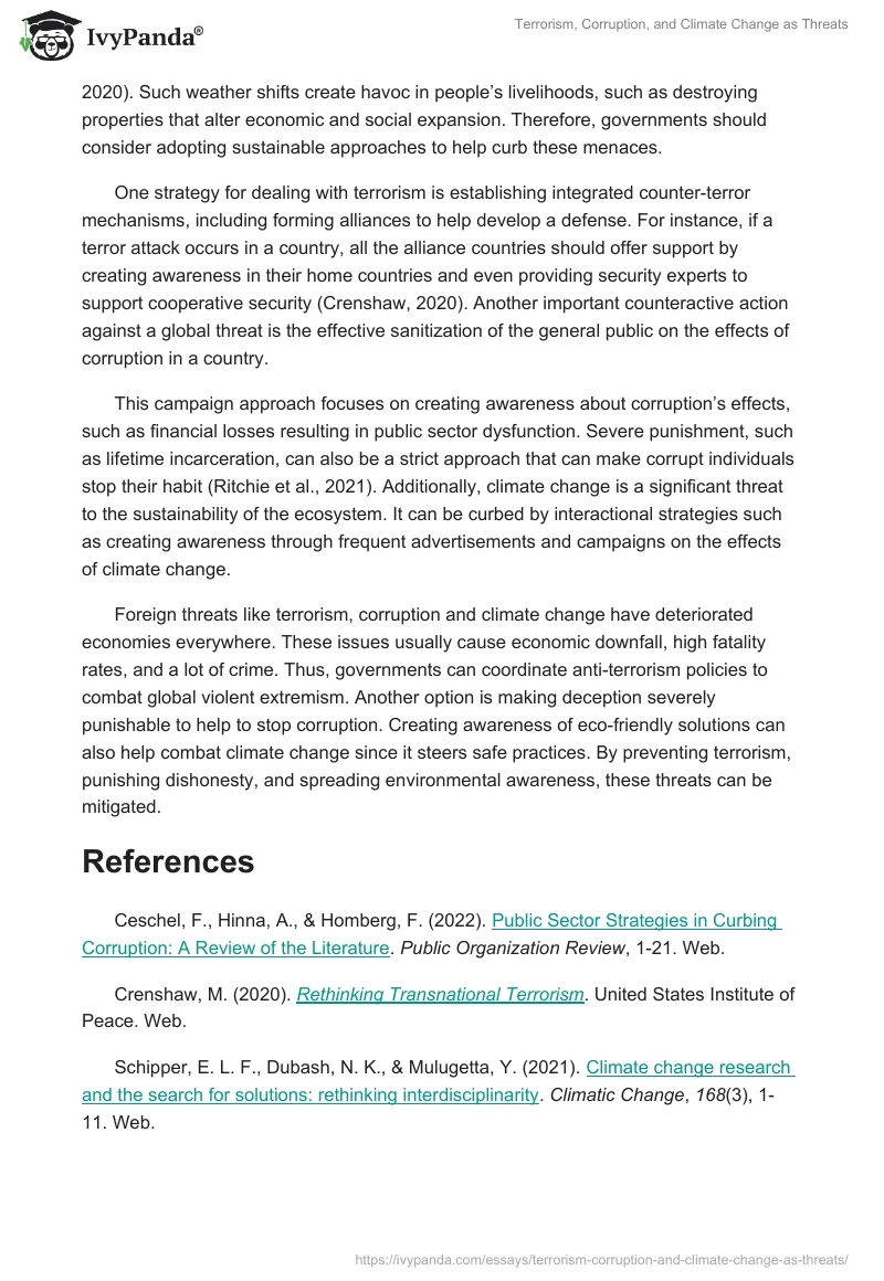 Terrorism, Corruption, and Climate Change as Threats. Page 2