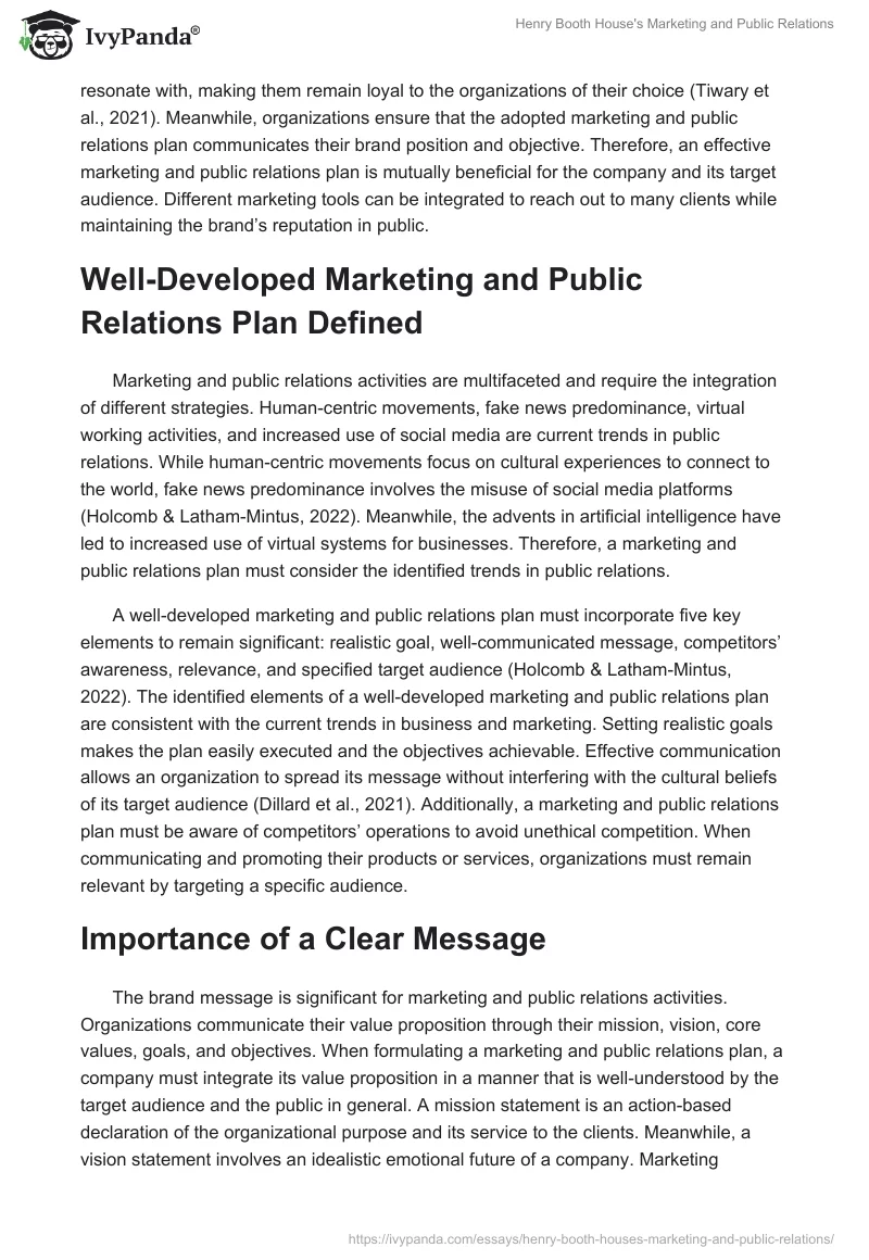 Henry Booth House's Marketing and Public Relations. Page 2