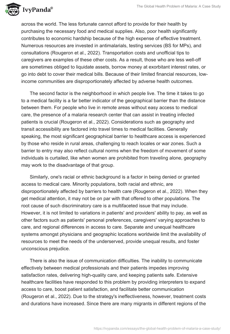 The Global Health Problem of Malaria: A Case Study. Page 2