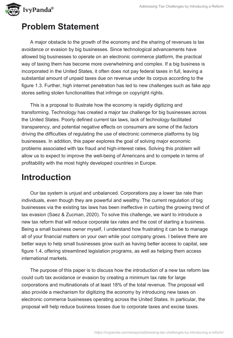 Addressing Tax Challenges by Introducing a Reform. Page 2