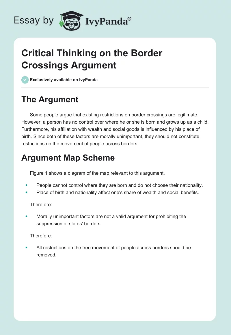 Critical Thinking on the Border Crossings Argument. Page 1